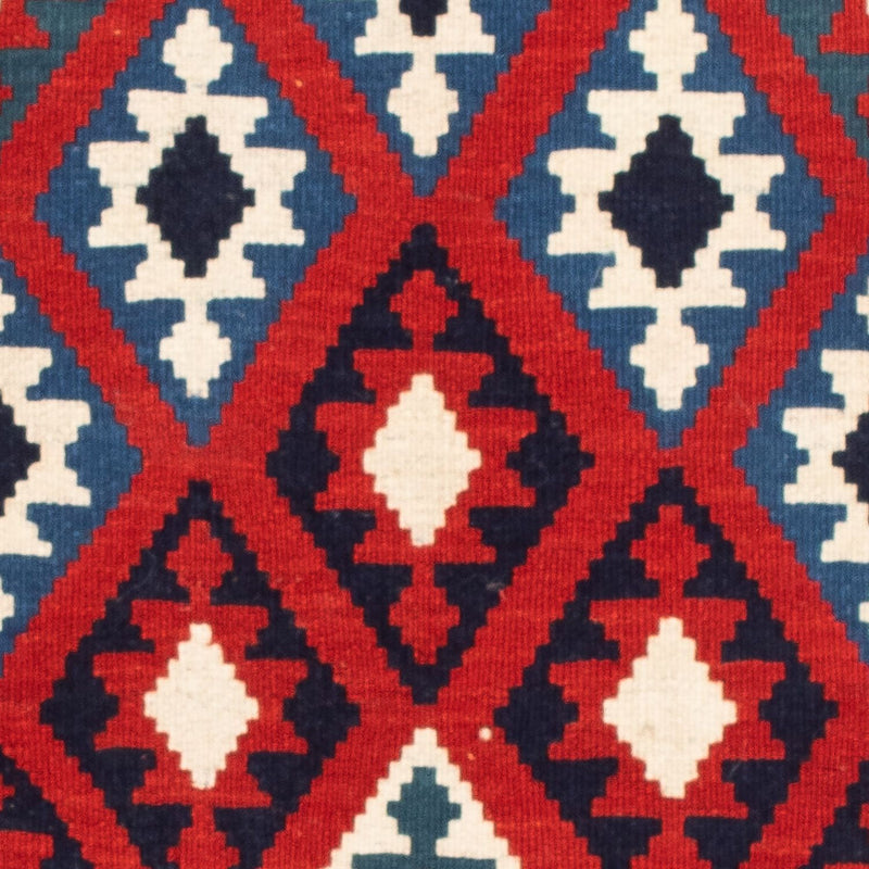 Kelim Carpet - orientalisk matta kvadrat  - 106 x 103 cm - mörkröd