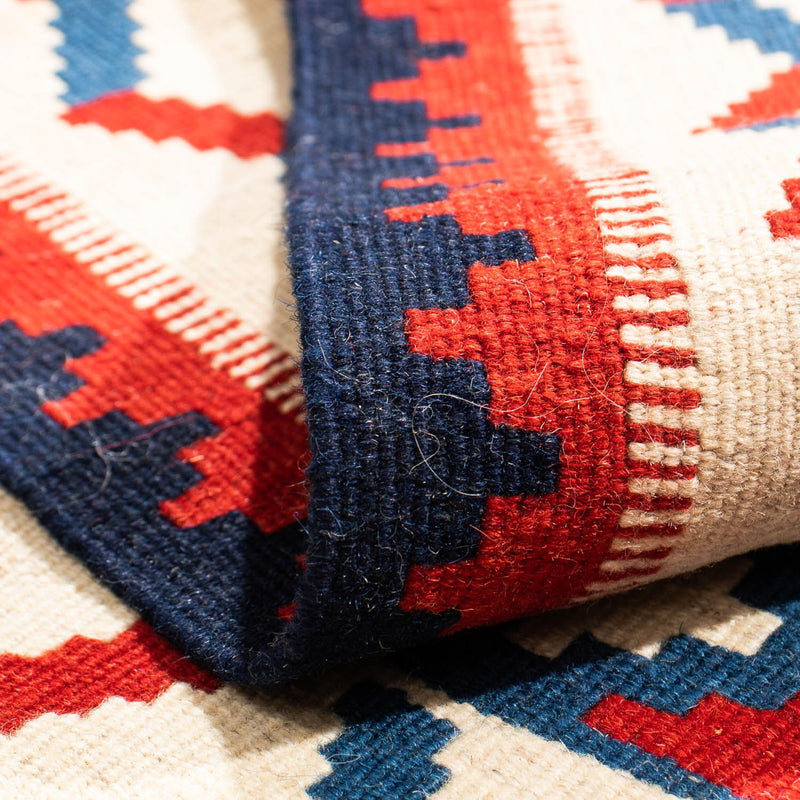 Kelim Carpet - orientalisk matta kvadrat  - 106 x 103 cm - mörkröd