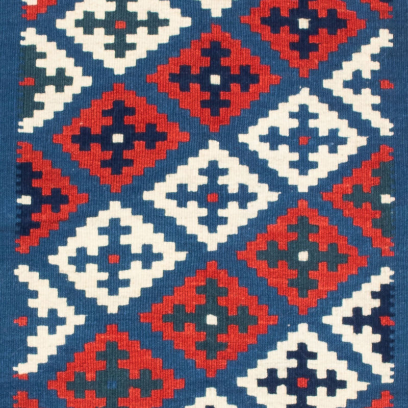 Kelim Carpet - orientalisk matta kvadrat  - 106 x 103 cm - mörkblå