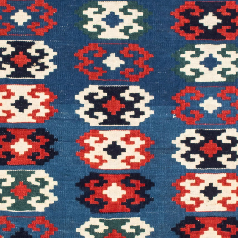 Kelim Carpet - orientalisk matta kvadrat  - 100 x 98 cm - mörkblå