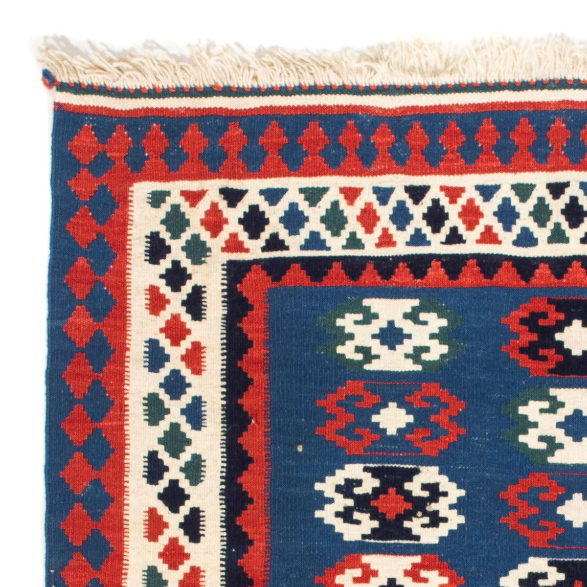 Kelim Carpet - orientalisk matta kvadrat  - 100 x 98 cm - mörkblå