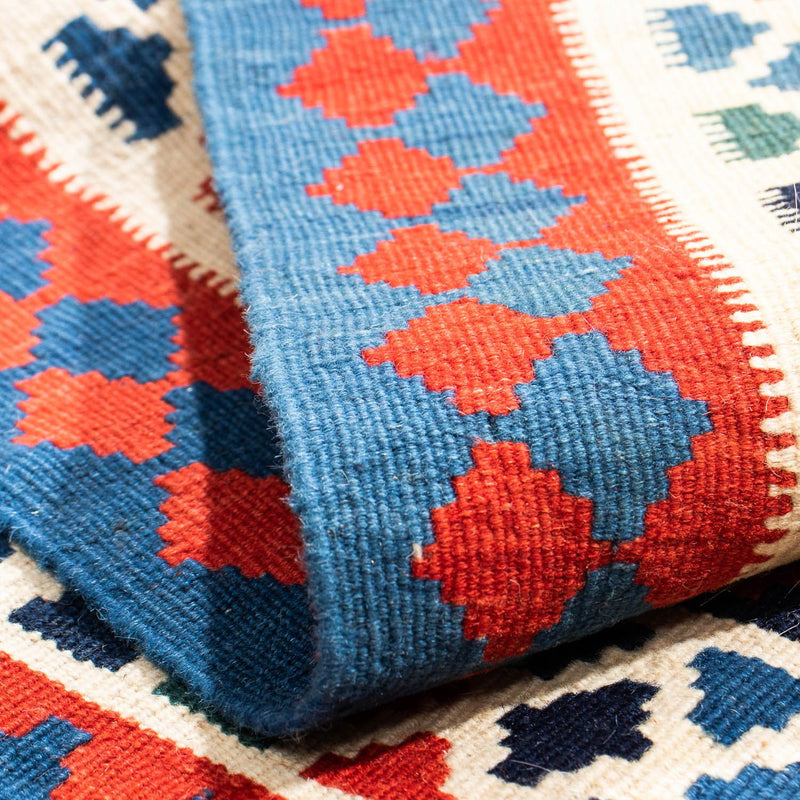 Kelim Carpet - orientalisk matta kvadrat  - 100 x 98 cm - mörkblå