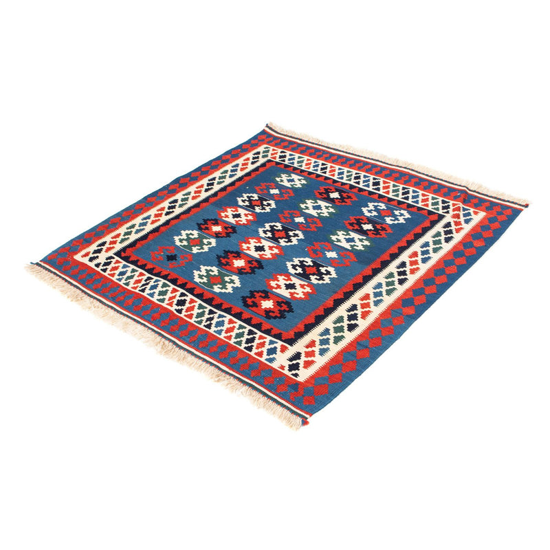 Kelim Carpet - orientalisk matta kvadrat  - 100 x 98 cm - mörkblå