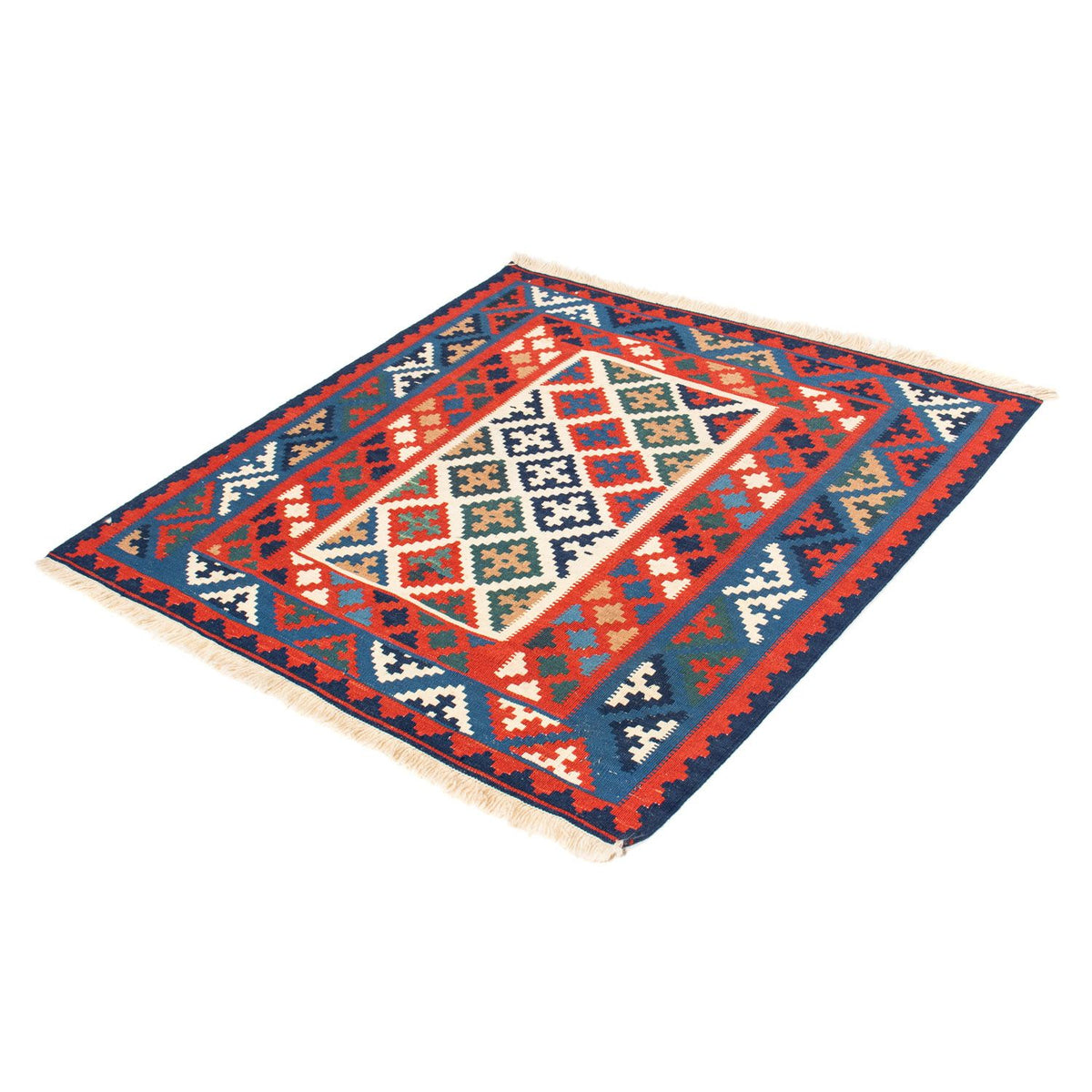 Kelim Carpet - orientalisk matta kvadrat  - 105 x 104 cm - flerfärgad