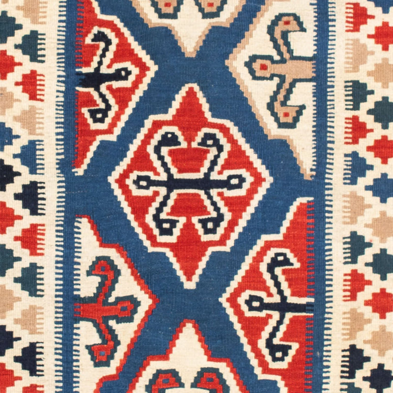 Kelim Carpet - orientalisk matta kvadrat  - 125 x 110 cm - blå