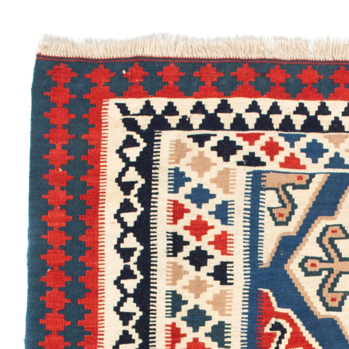 Kelim Carpet - orientalisk matta kvadrat  - 125 x 110 cm - blå