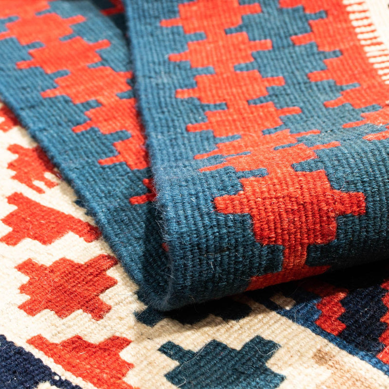 Kelim Carpet - orientalisk matta kvadrat  - 125 x 110 cm - blå