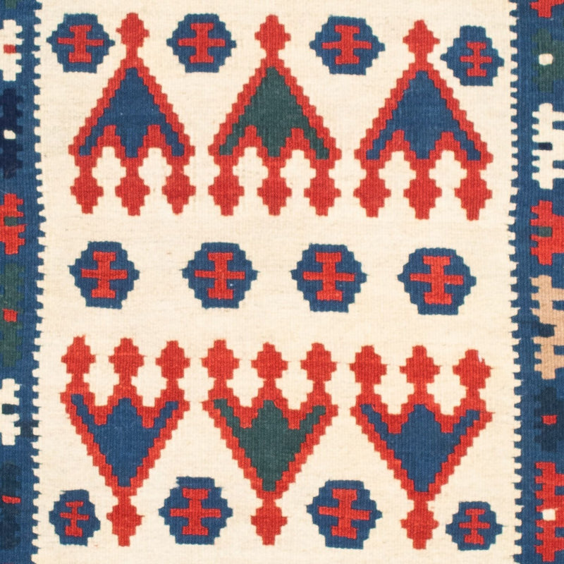 Kelim Carpet - orientalisk matta kvadrat  - 117 x 102 cm - mörkblå