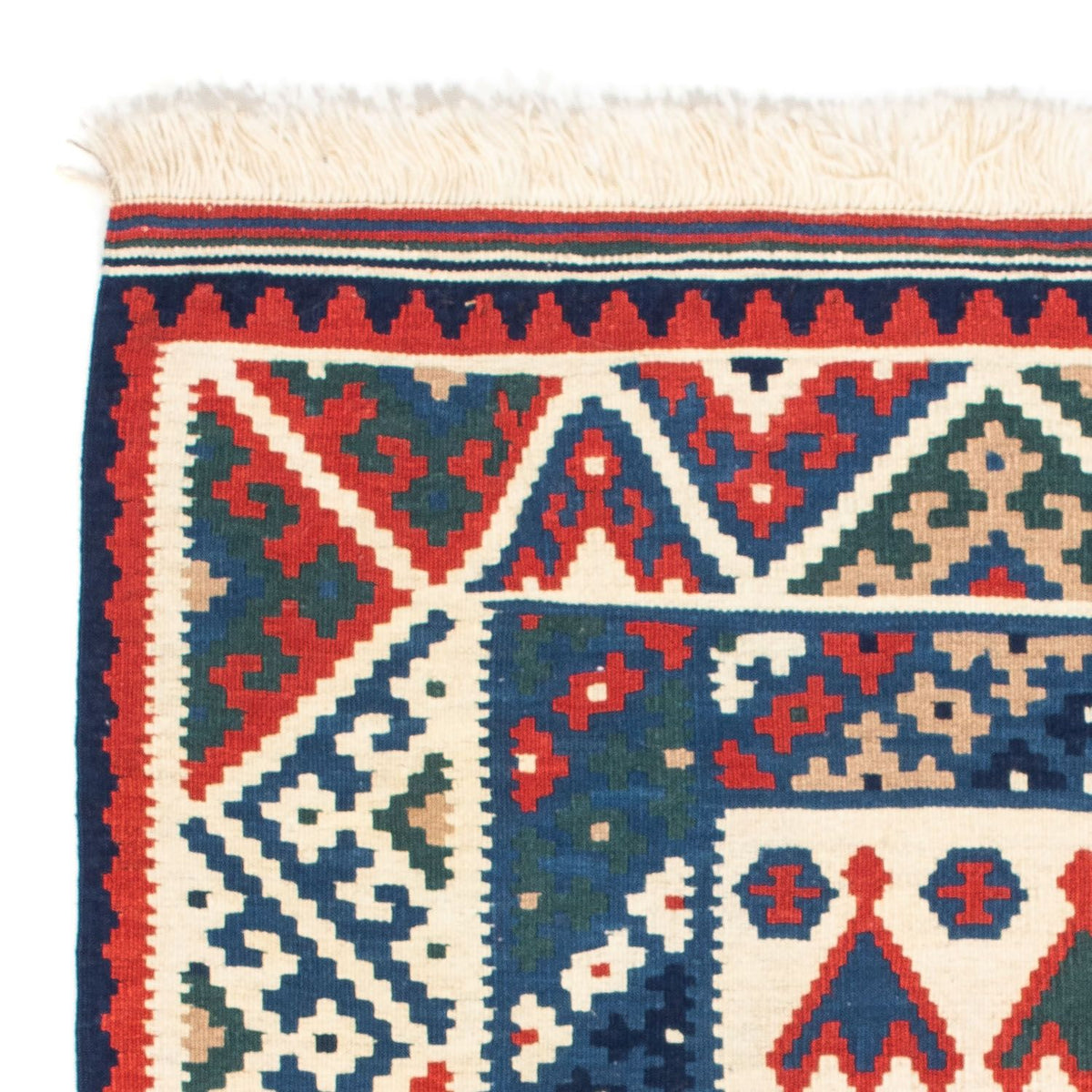 Kelim Carpet - orientalisk matta kvadrat  - 117 x 102 cm - mörkblå