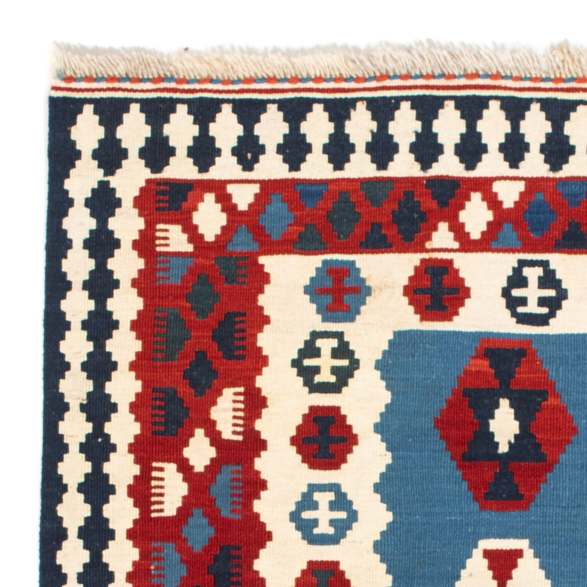 Kelim Carpet - orientalisk matta kvadrat  - 107 x 102 cm - blå