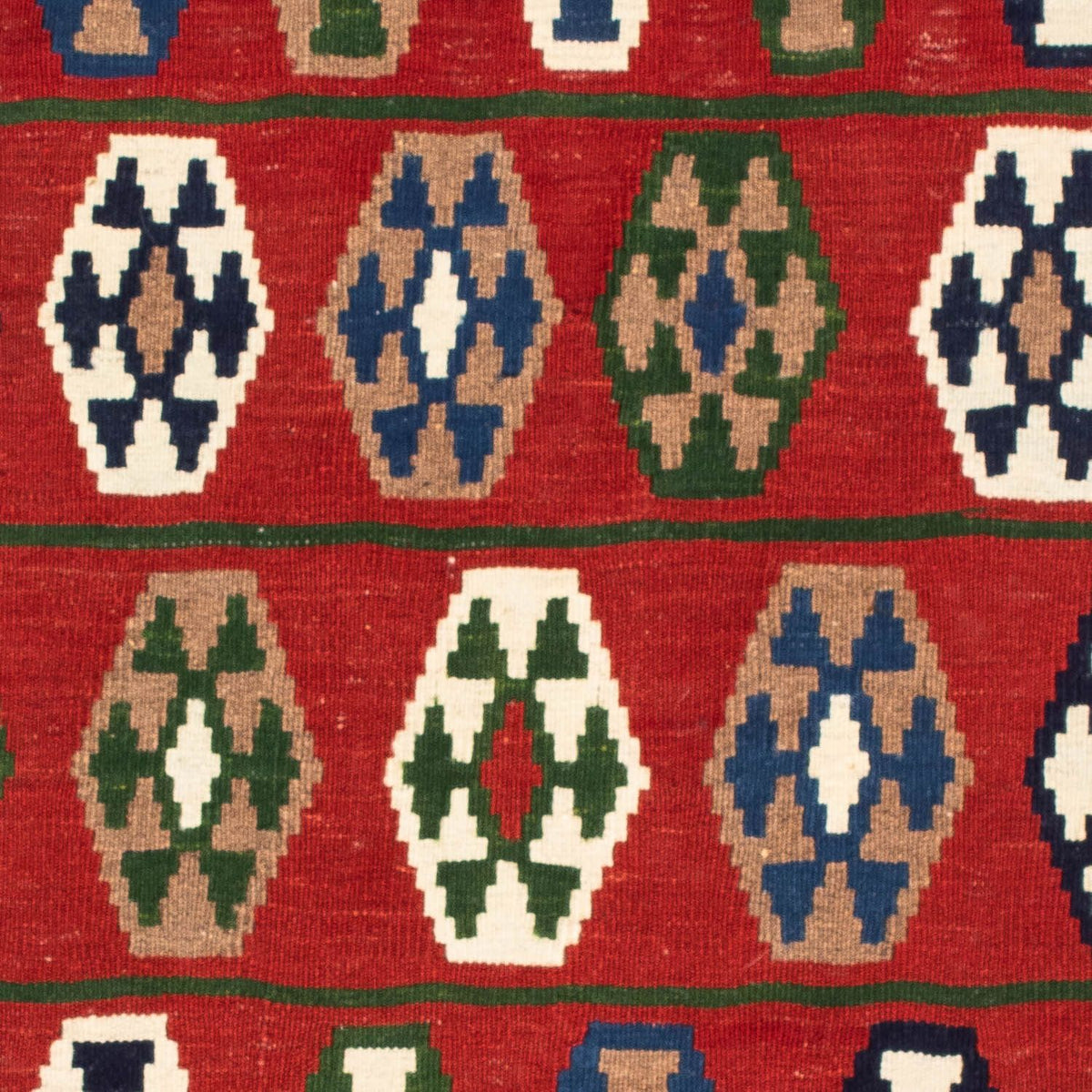 Kelim Carpet - orientalisk matta kvadrat  - 100 x 98 cm - mörkröd