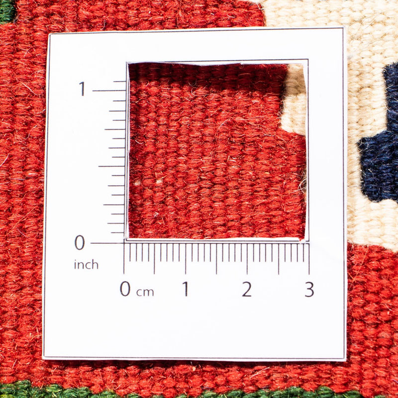 Kelim Carpet - orientalisk matta kvadrat  - 100 x 98 cm - mörkröd