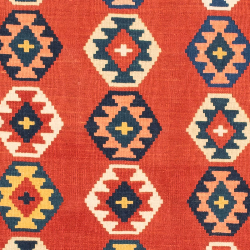 Kelim Carpet - orientalisk matta kvadrat  - 106 x 99 cm - mörkröd