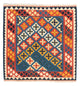 Kelim Carpet - orientalisk matta kvadrat  - 104 x 100 cm - mörkblå