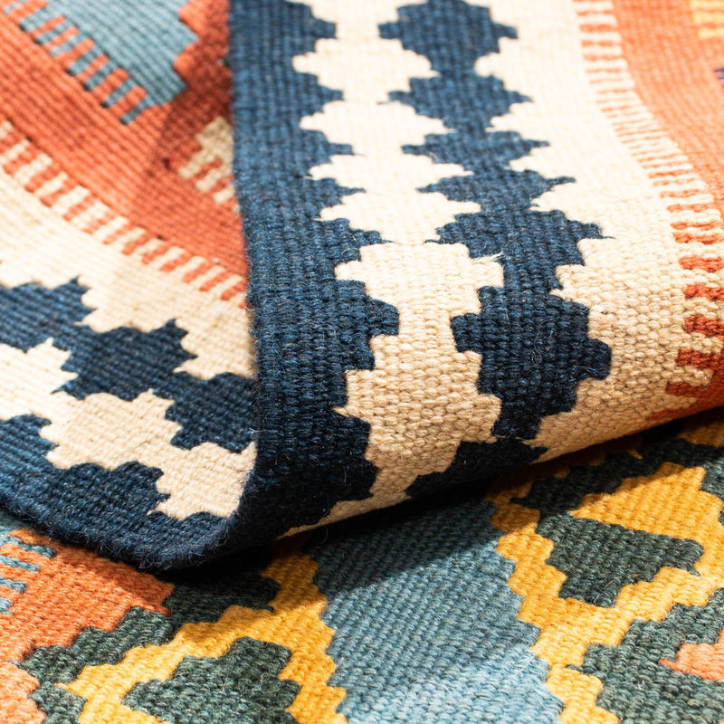 Kelim Carpet - orientalisk matta kvadrat  - 102 x 101 cm - orange