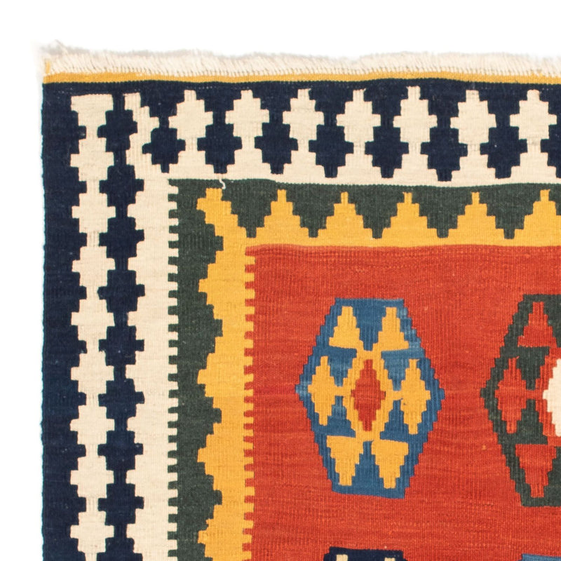 Kelim Carpet - orientalisk matta kvadrat  - 105 x 100 cm - mörkröd