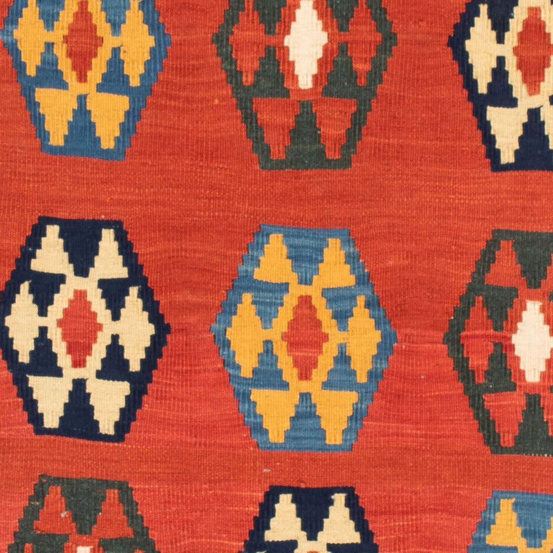 Kelim Carpet - orientalisk matta kvadrat  - 105 x 100 cm - mörkröd