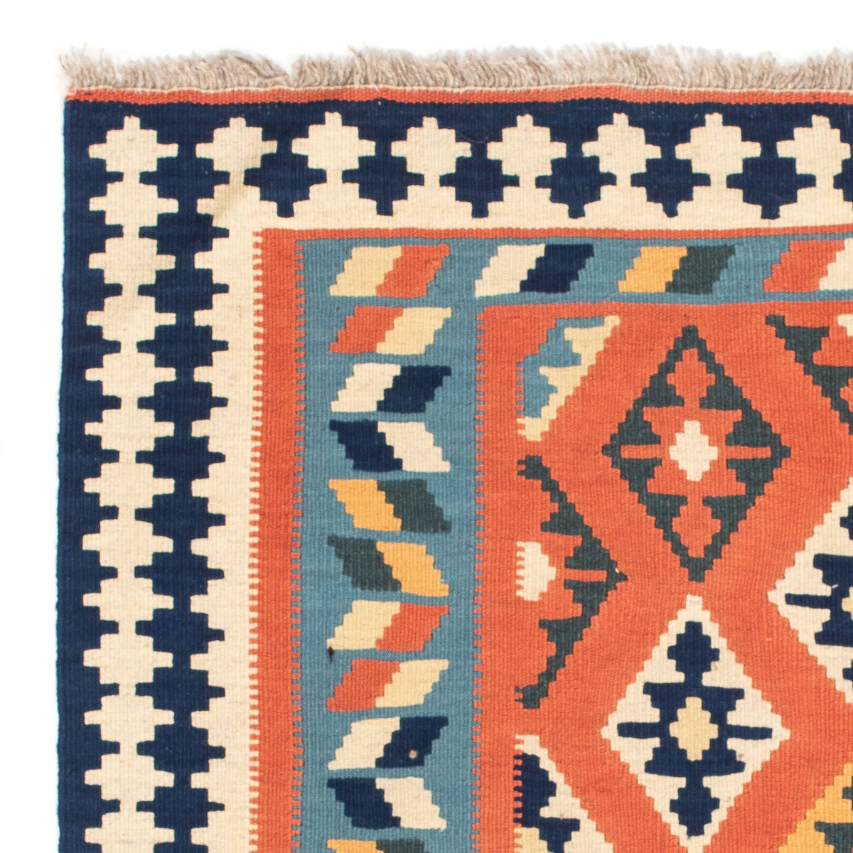 Kelim Carpet - orientalisk matta kvadrat  - 104 x 104 cm - rost