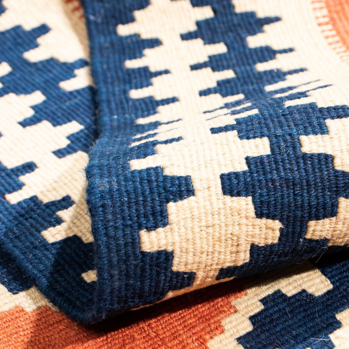 Kelim Carpet - orientalisk matta kvadrat  - 104 x 104 cm - rost