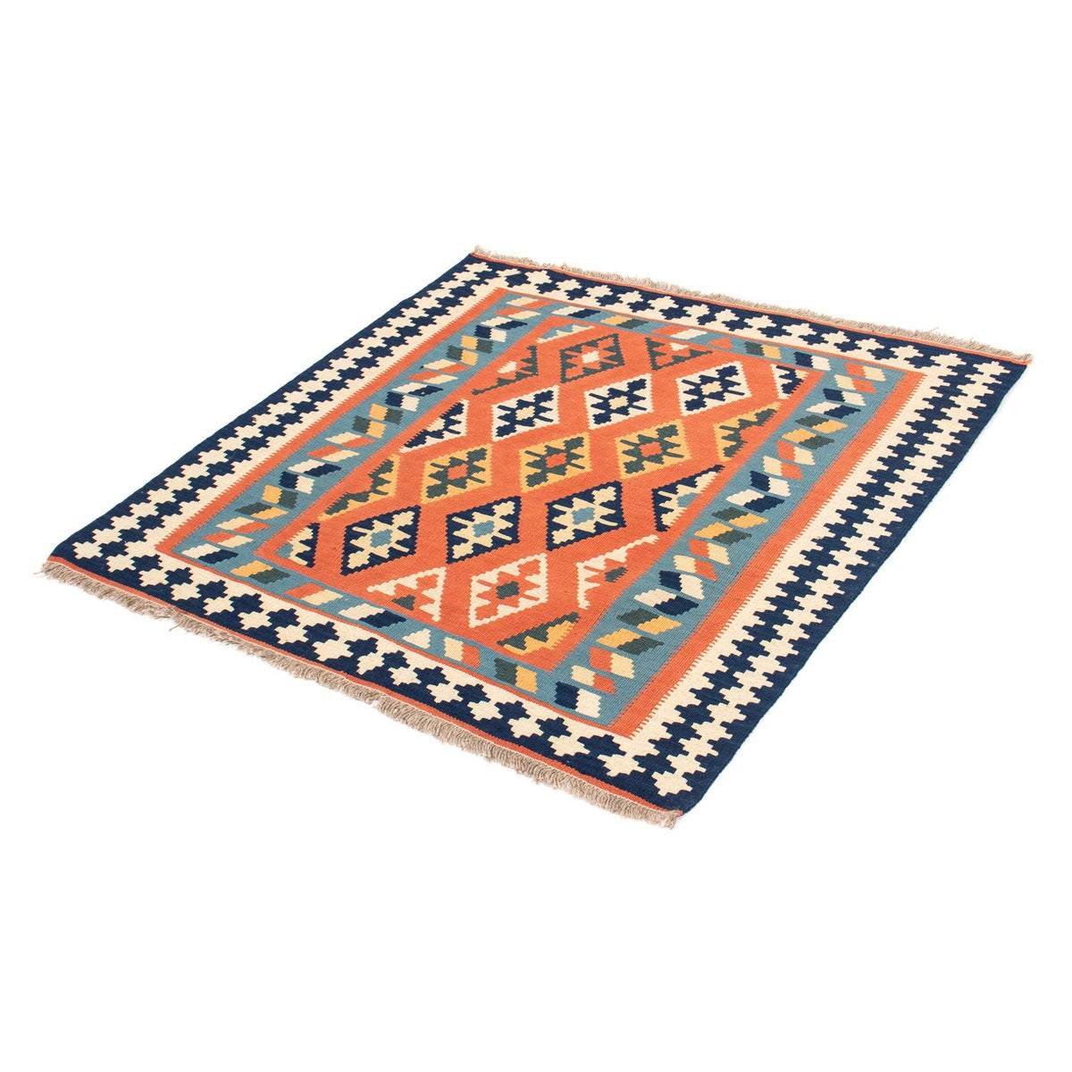 Kelim Carpet - orientalisk matta kvadrat  - 104 x 104 cm - rost