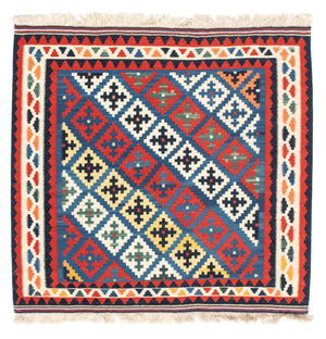 Kelim Carpet - orientalisk matta kvadrat  - 104 x 97 cm - blå