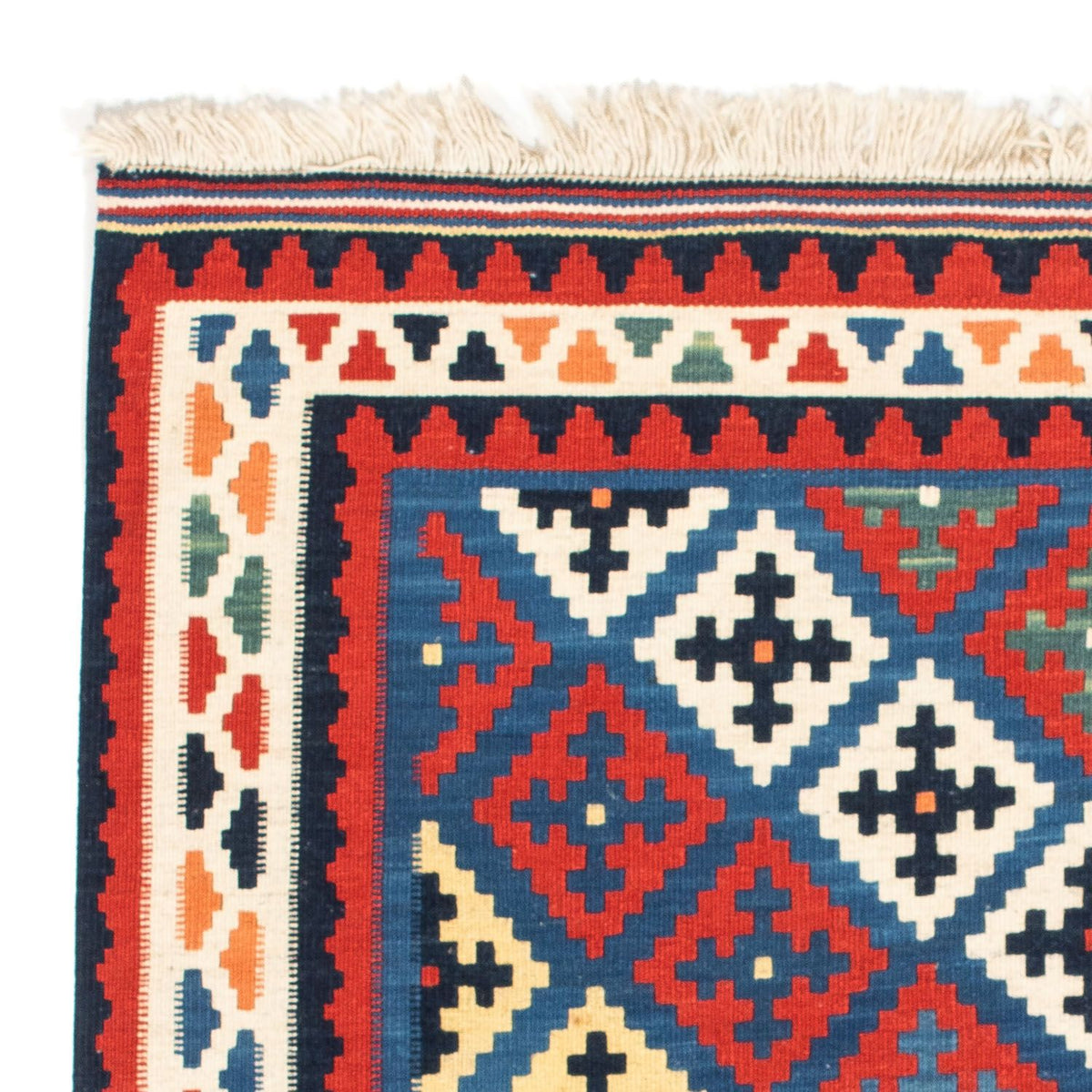 Kelim Carpet - orientalisk matta kvadrat  - 104 x 97 cm - blå