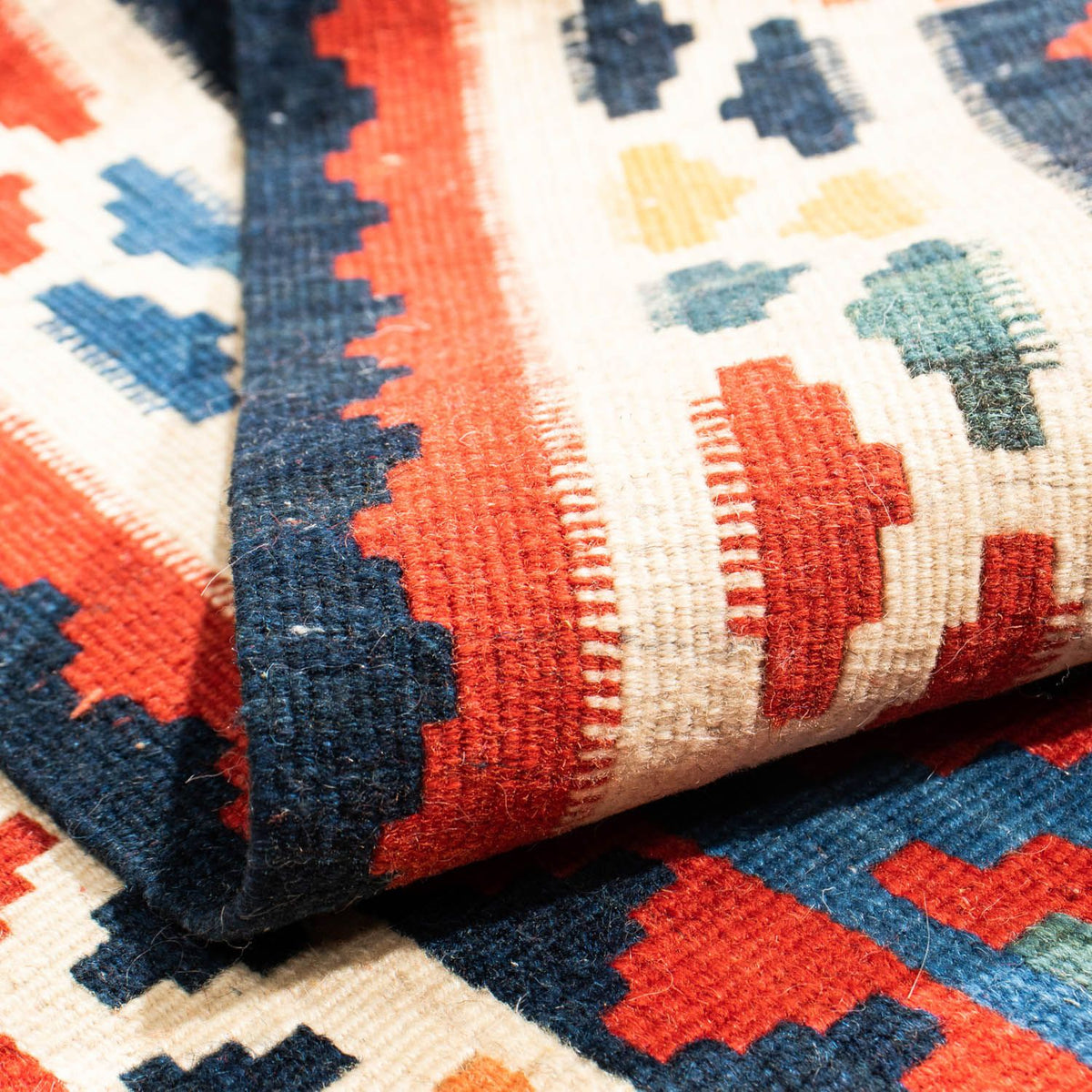 Kelim Carpet - orientalisk matta kvadrat  - 104 x 97 cm - blå