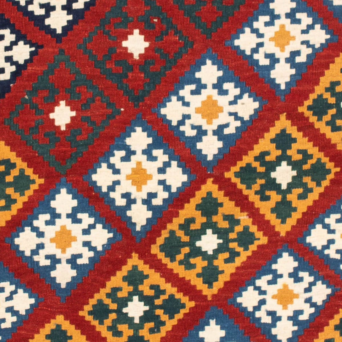 Kelim Carpet - orientalisk matta kvadrat  - 100 x 97 cm - mörkröd