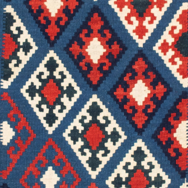 Kelim Carpet - orientalisk matta kvadrat  - 104 x 100 cm - mörkblå