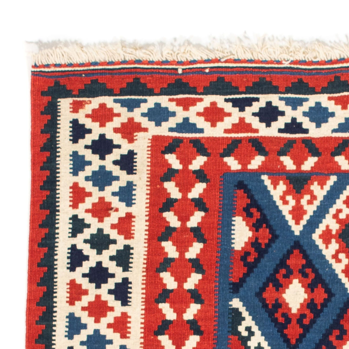 Kelim Carpet - orientalisk matta kvadrat  - 104 x 100 cm - mörkblå