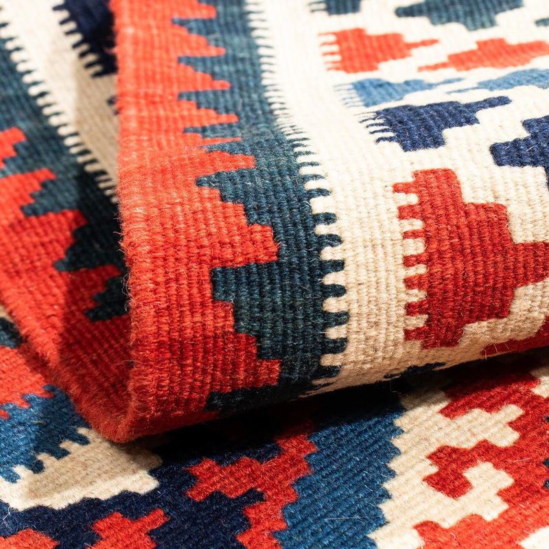 Kelim Carpet - orientalisk matta kvadrat  - 104 x 100 cm - mörkblå