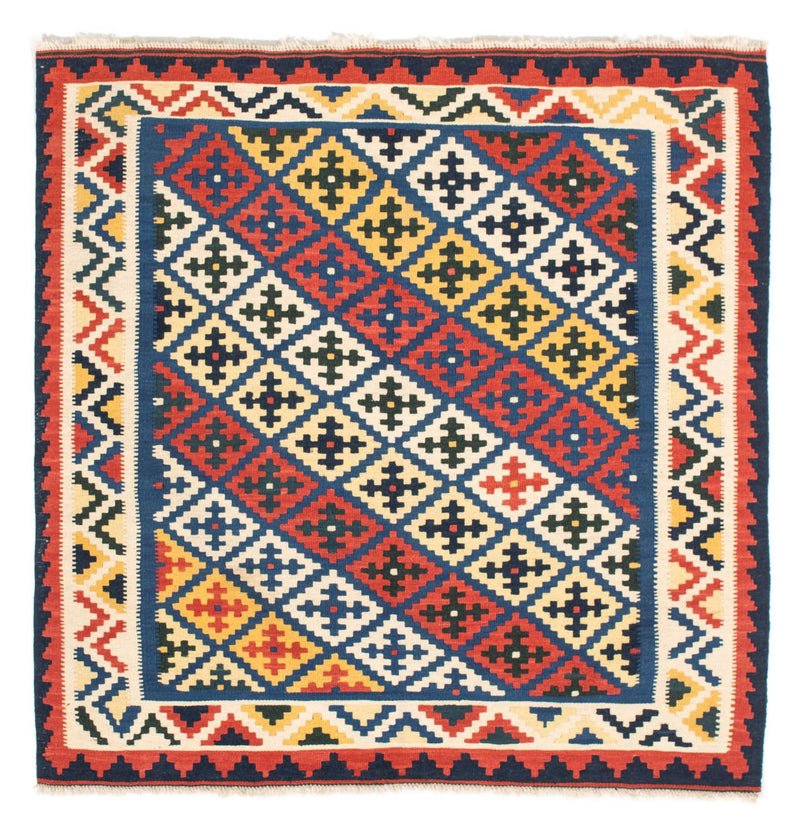 Kelim Carpet - orientalisk matta kvadrat  - 104 x 102 cm - blå
