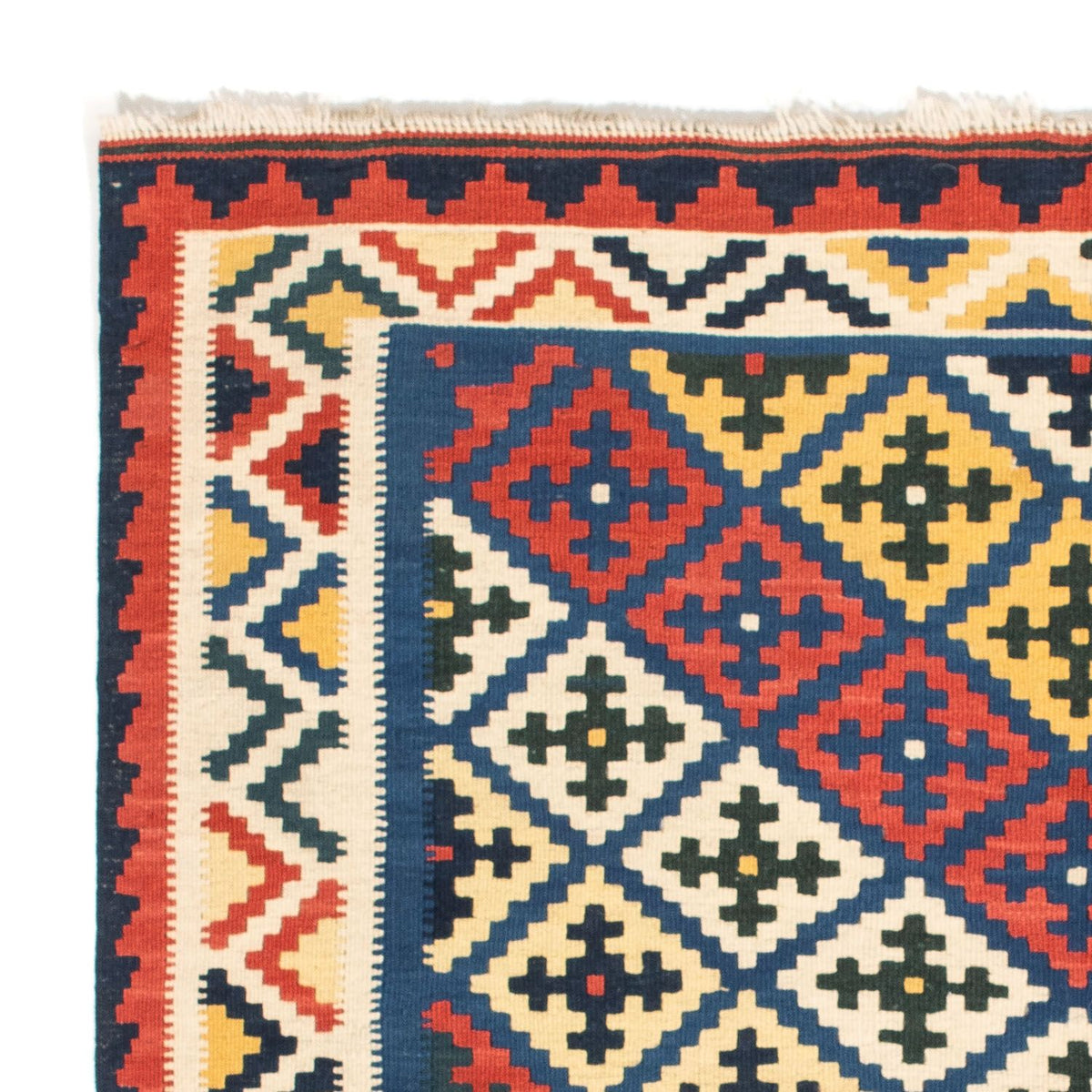 Kelim Carpet - orientalisk matta kvadrat  - 104 x 102 cm - blå