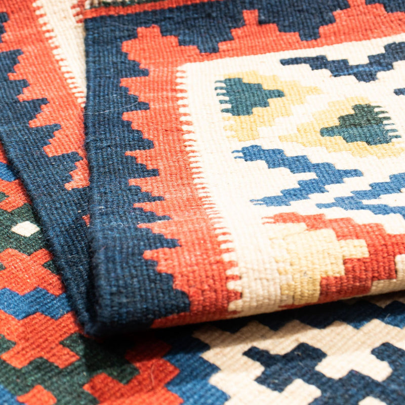 Kelim Carpet - orientalisk matta kvadrat  - 104 x 102 cm - blå