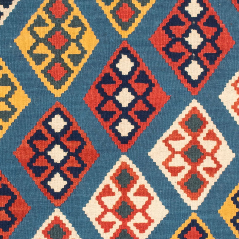 Kelim Carpet - orientalisk matta kvadrat  - 101 x 99 cm - mörkblå