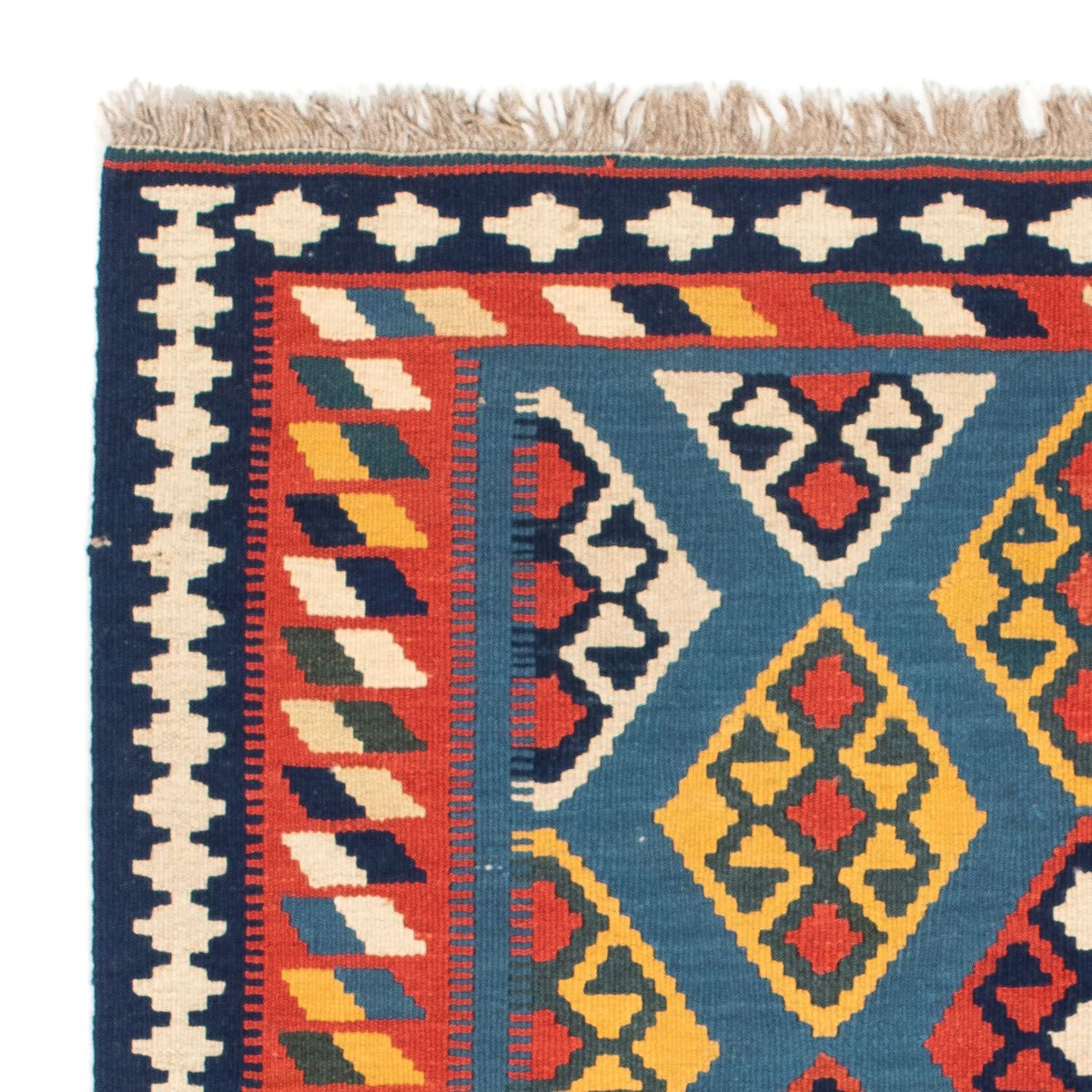 Kelim Carpet - orientalisk matta kvadrat  - 101 x 99 cm - mörkblå