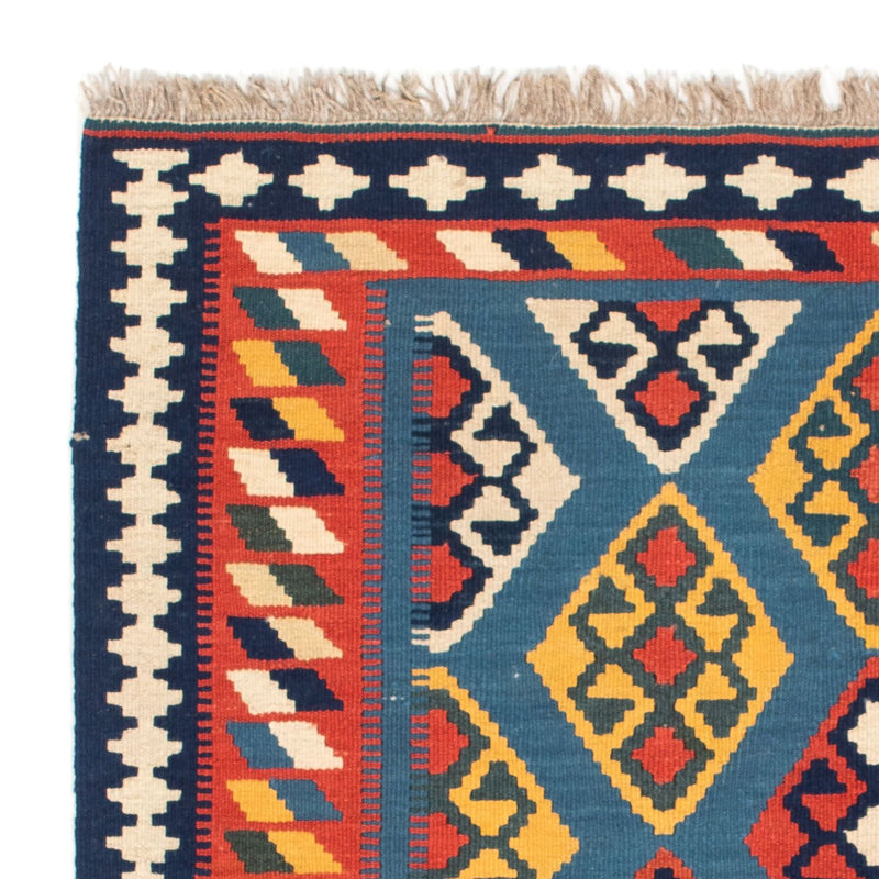 Kelim Carpet - orientalisk matta kvadrat  - 101 x 99 cm - mörkblå