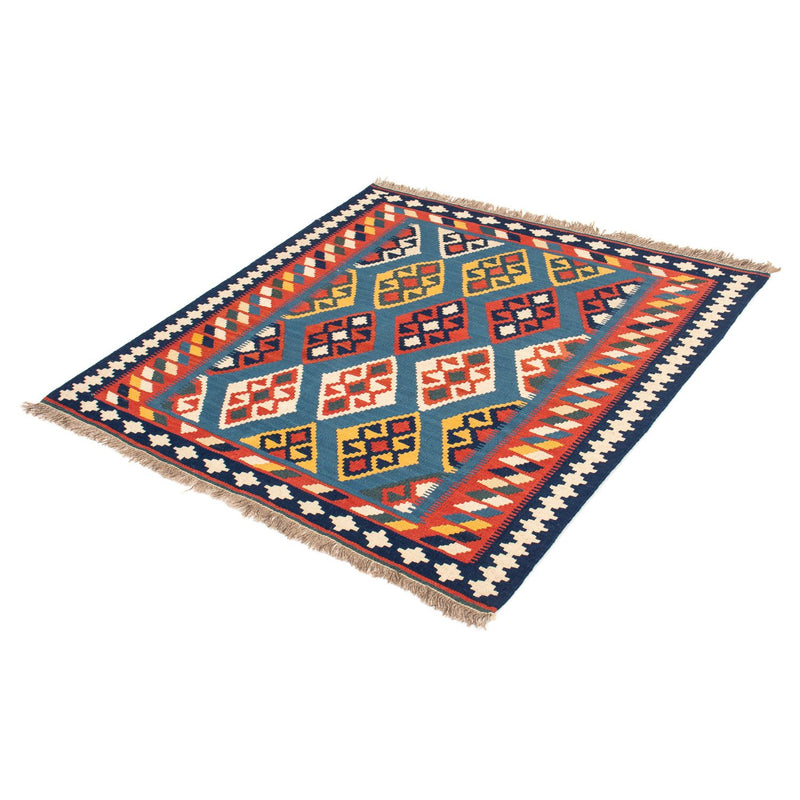 Kelim Carpet - orientalisk matta kvadrat  - 101 x 99 cm - mörkblå