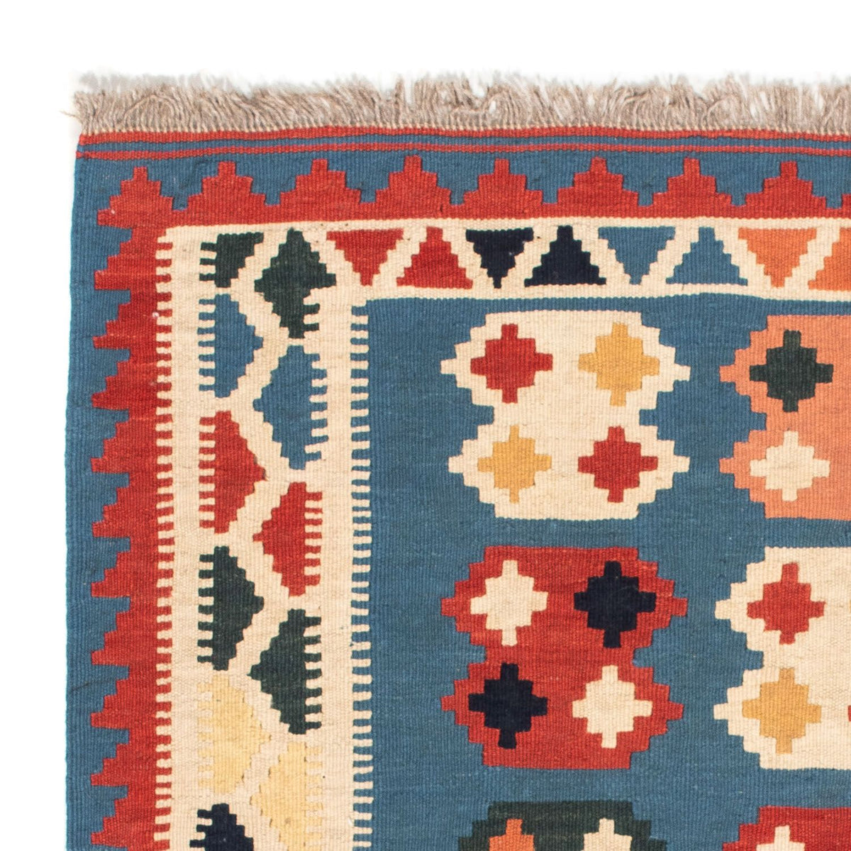 Kelim Carpet - orientalisk matta kvadrat  - 107 x 101 cm - havsblått