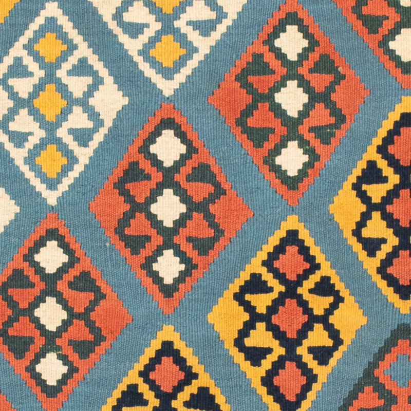 Kelim Carpet - orientalisk matta kvadrat  - 100 x 98 cm - ljusblå