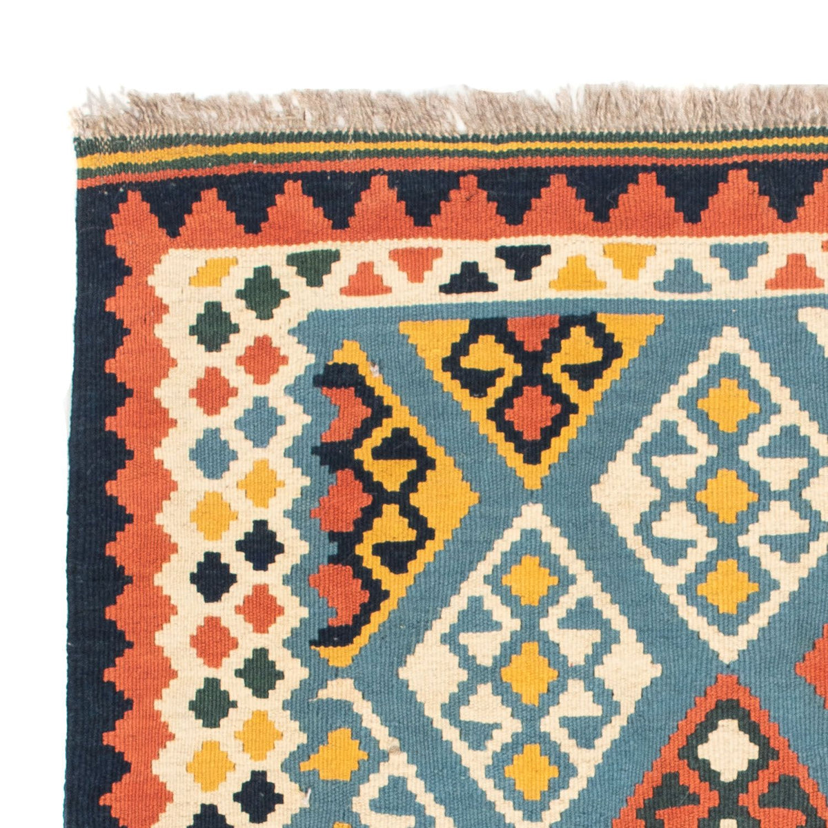 Kelim Carpet - orientalisk matta kvadrat  - 100 x 98 cm - ljusblå