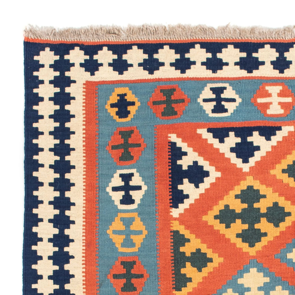 Kelim Carpet - orientalisk matta kvadrat  - 106 x 106 cm - orange