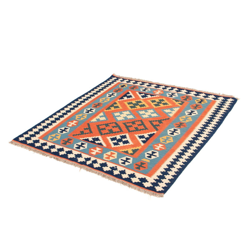 Kelim Carpet - orientalisk matta kvadrat  - 106 x 106 cm - orange