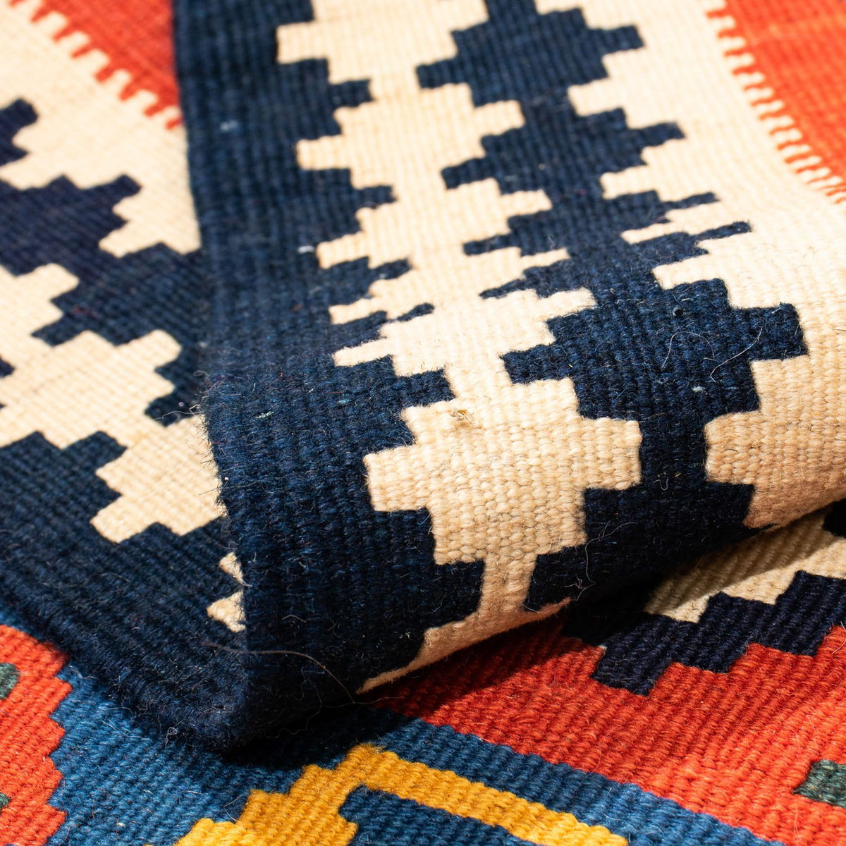 Kelim Carpet - orientalisk matta kvadrat  - 107 x 105 cm - röd