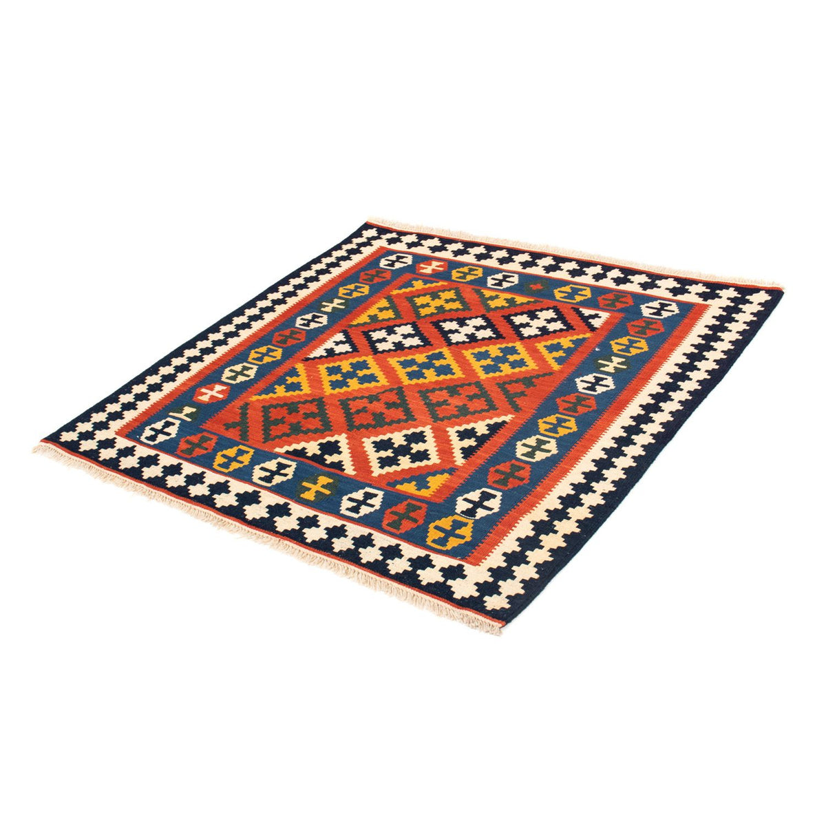 Kelim Carpet - orientalisk matta kvadrat  - 107 x 105 cm - röd