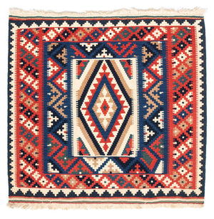 Kelim Carpet - orientalisk matta kvadrat  - 106 x 100 cm - flerfärgad