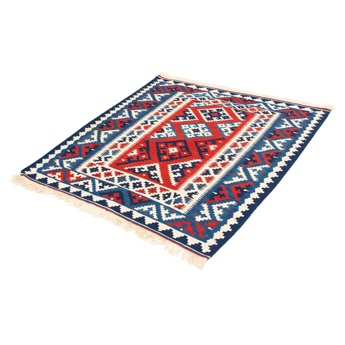 Kelim Carpet - orientalisk matta kvadrat  - 103 x 103 cm - flerfärgad