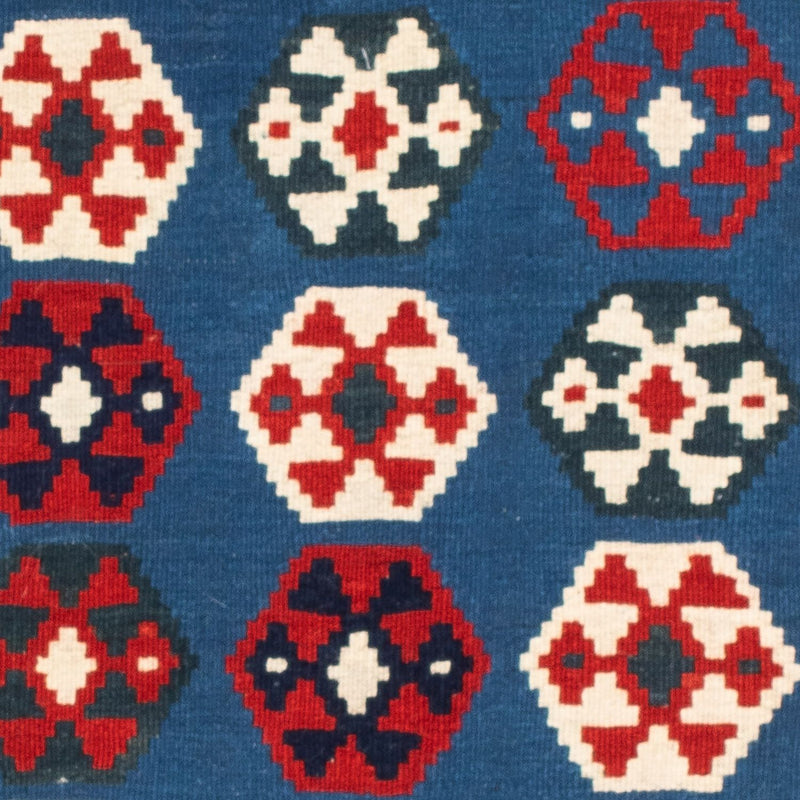 Kelim Carpet - orientalisk matta kvadrat  - 102 x 100 cm - blå