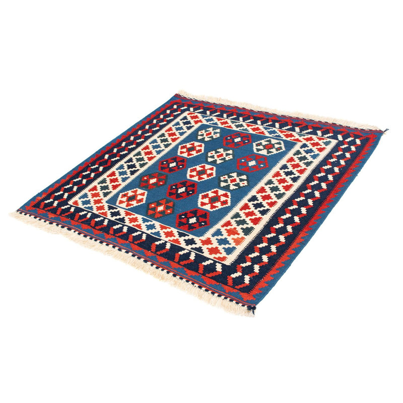 Kelim Carpet - orientalisk matta kvadrat  - 102 x 100 cm - blå