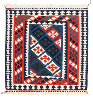 Kelim Carpet - orientalisk matta kvadrat  - 104 x 103 cm - flerfärgad